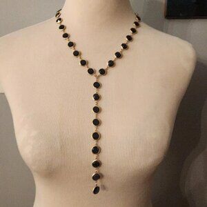 Chicos Blue Circle Setting Statement Y Necklace NWT